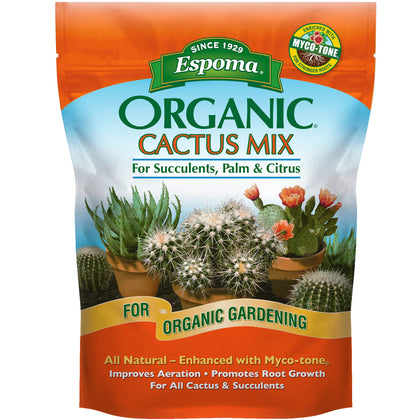 Espoma cactus potting soil mix organic blend for cacti and succulents.