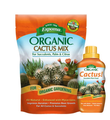 Espoma Cactus Soil Mix 8 qt bag for potting succulents with improved drainage