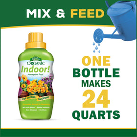 Espoma Organic houseplant nutrients symbol communicates safe, natural feeding for indoor greenery