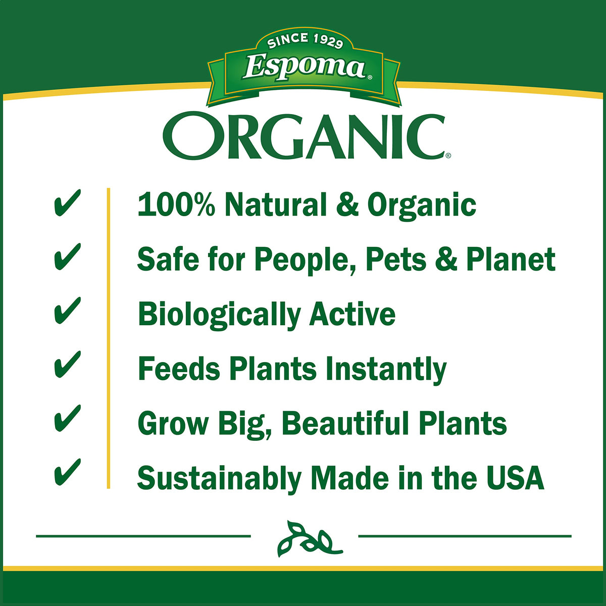 Espoma Organic label ingredients hint at safe, nutrient-rich care for foliage.