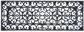 Esschert Design rubber long doormat, front view, keeps dirt outside with classic scroll pattern.