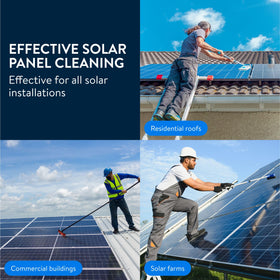 Roof tiles and solar panels shown during combined cleaning session.