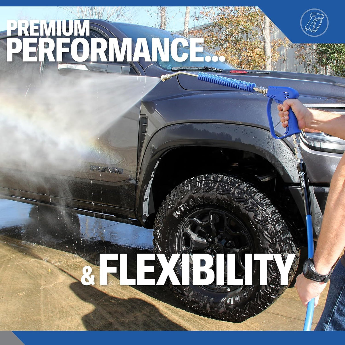 Essential Washer compact design makes tight-space cleaning easier