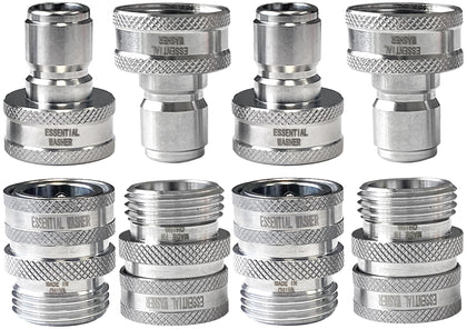 Essential Washer stainless steel quick connect 3/4-inch set of four for leak-free hose use