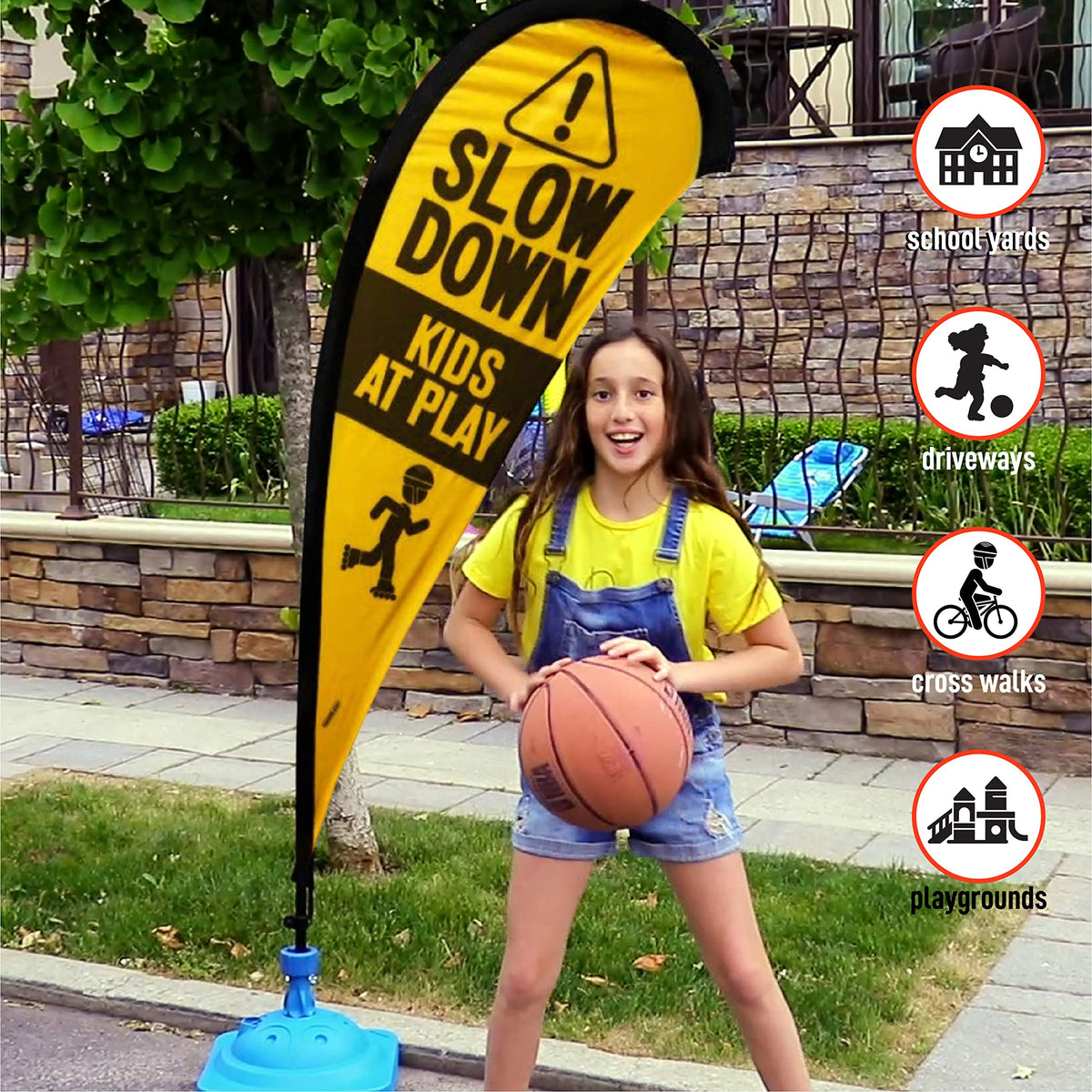 Weighted base helps keep the sign steady on uneven surfaces