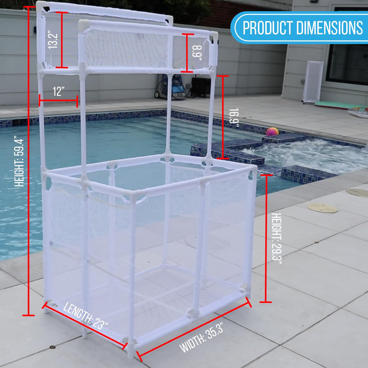 Essentially Yours tool-free assembly allows fast setup of the pool storage unit.