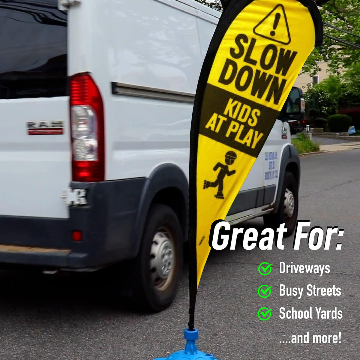 Essentially Yours teardrop banner with fiberglass poles for sturdy outdoor display