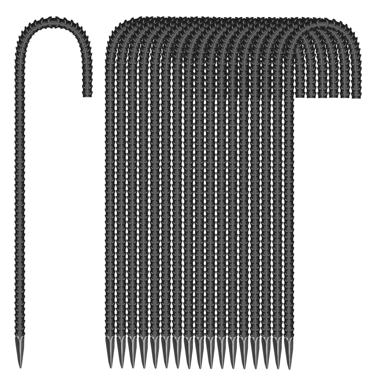ESSFF 18-piece 12-inch garden stake with J-shape hook for secure anchoring.
