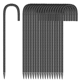 ESSFF 18-piece 12-inch garden stake with J-shape hook for secure anchoring.