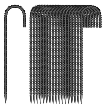 ESSFF 18-piece 12-inch garden stake with J-shape hook for secure anchoring.