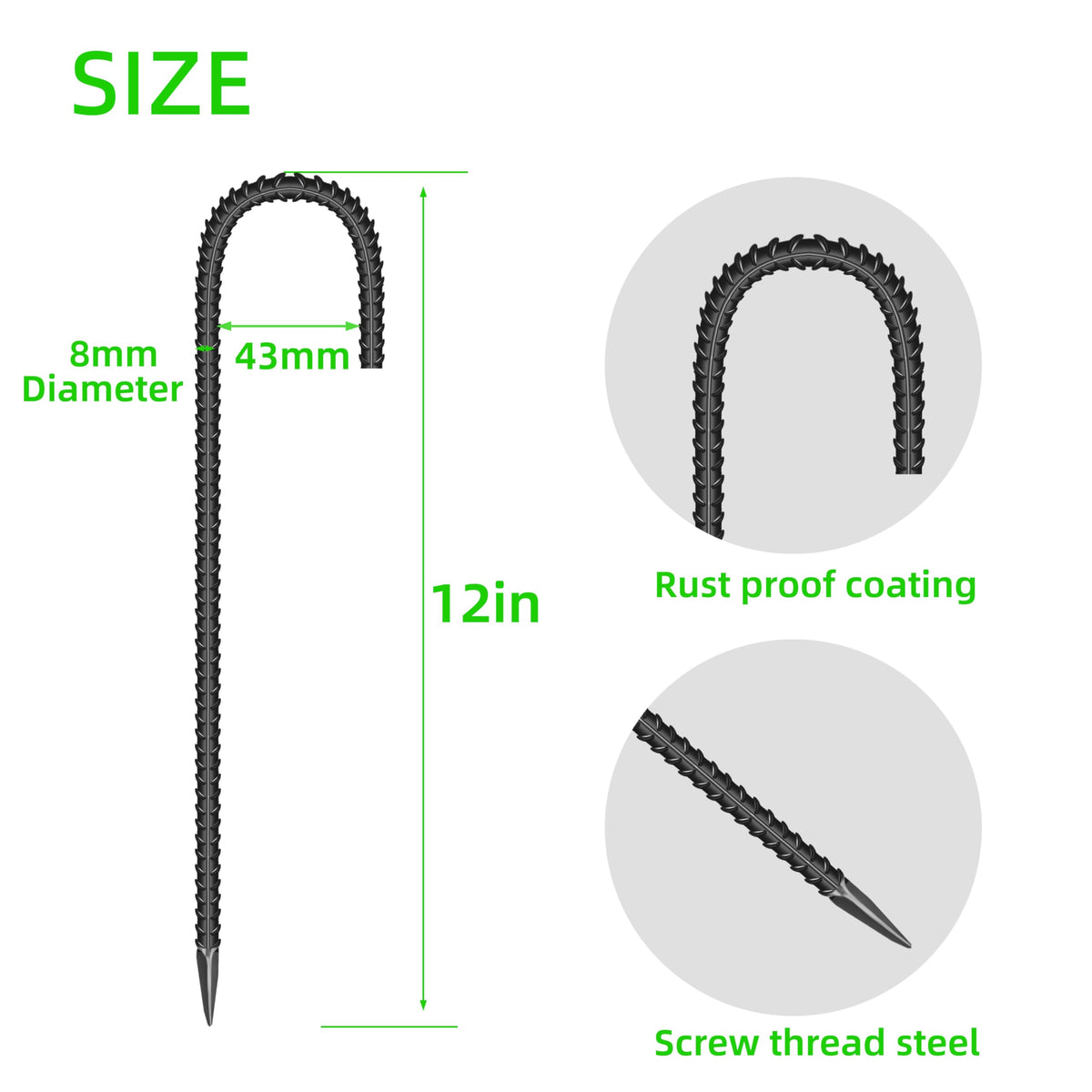 ESSFF galvanized steel ground stake for outdoor use with weather resistance.