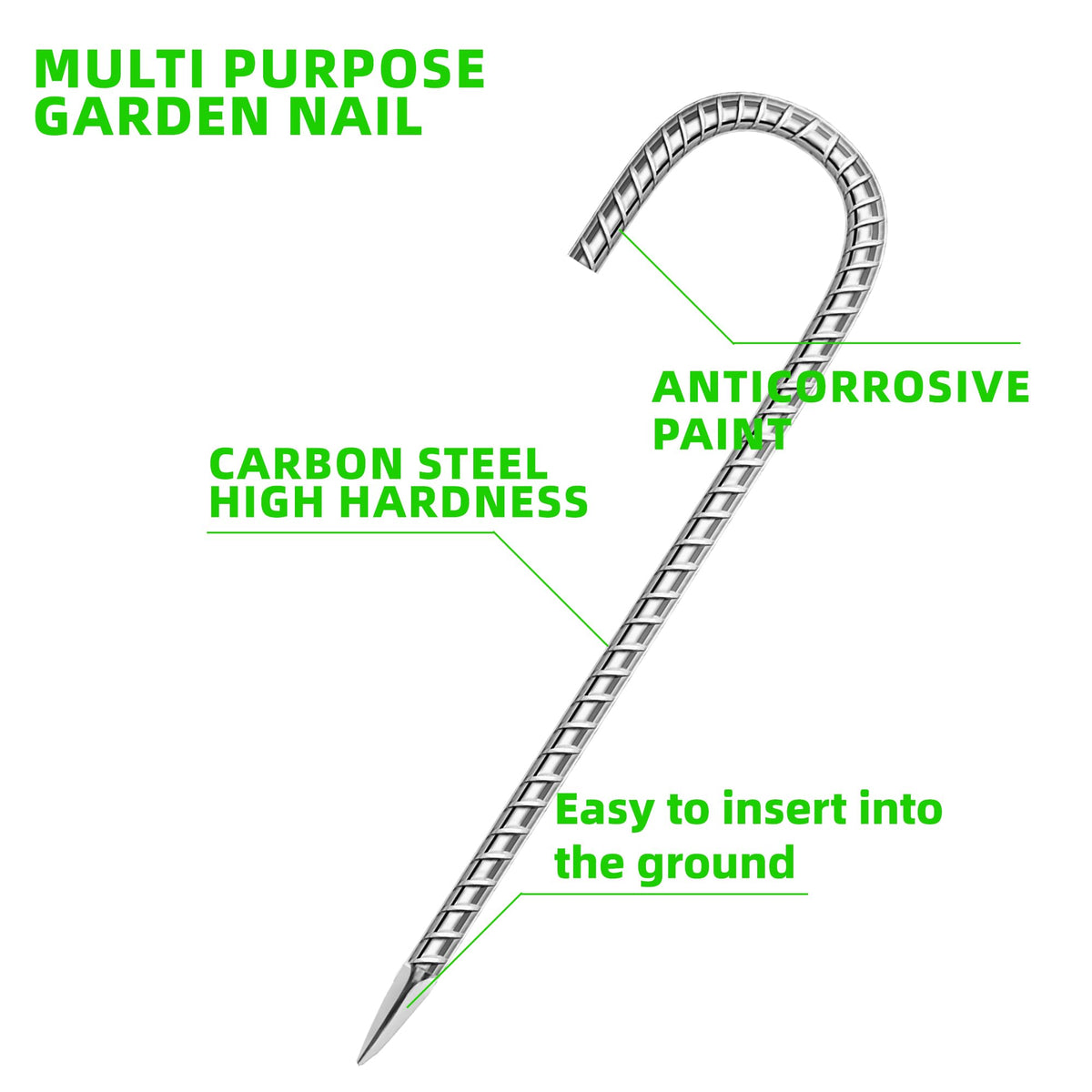 ESSFF J-shape ground anchor provides reliable soil insertion for tough terrain