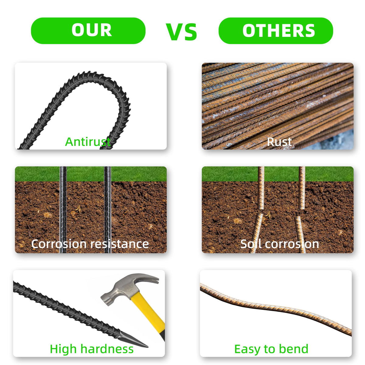 ESSFF 12-inch trampoline stake anchors play equipment safely in place.