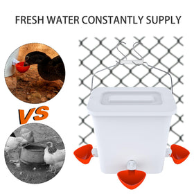 Essilnn anti-spill feeder ports minimize waste and keep coop tidier.