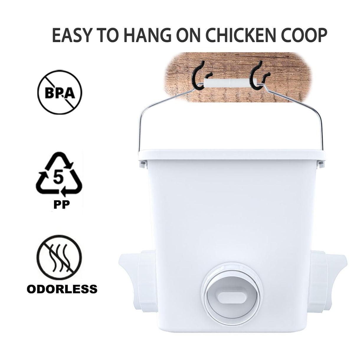 Essilnn lid keeps feed dry and clean during busy days.
