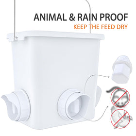 Essilnn rain hood reduces feed exposure to weather for cleaner feed.