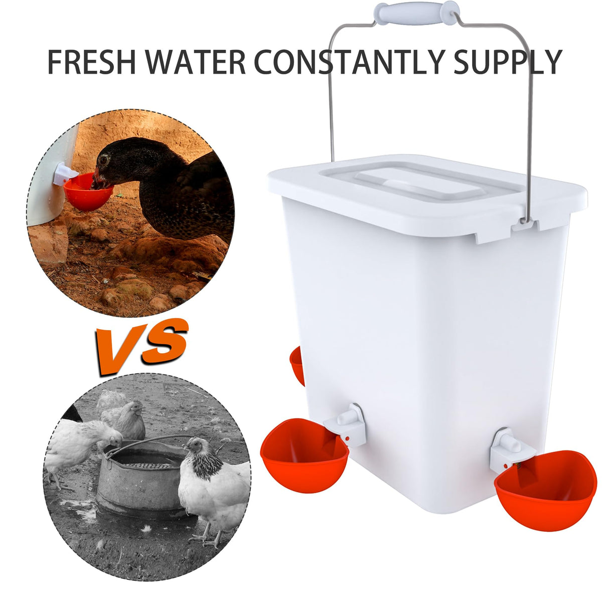 Essilnn two 2.6-gallon buckets for versatile feed storage.