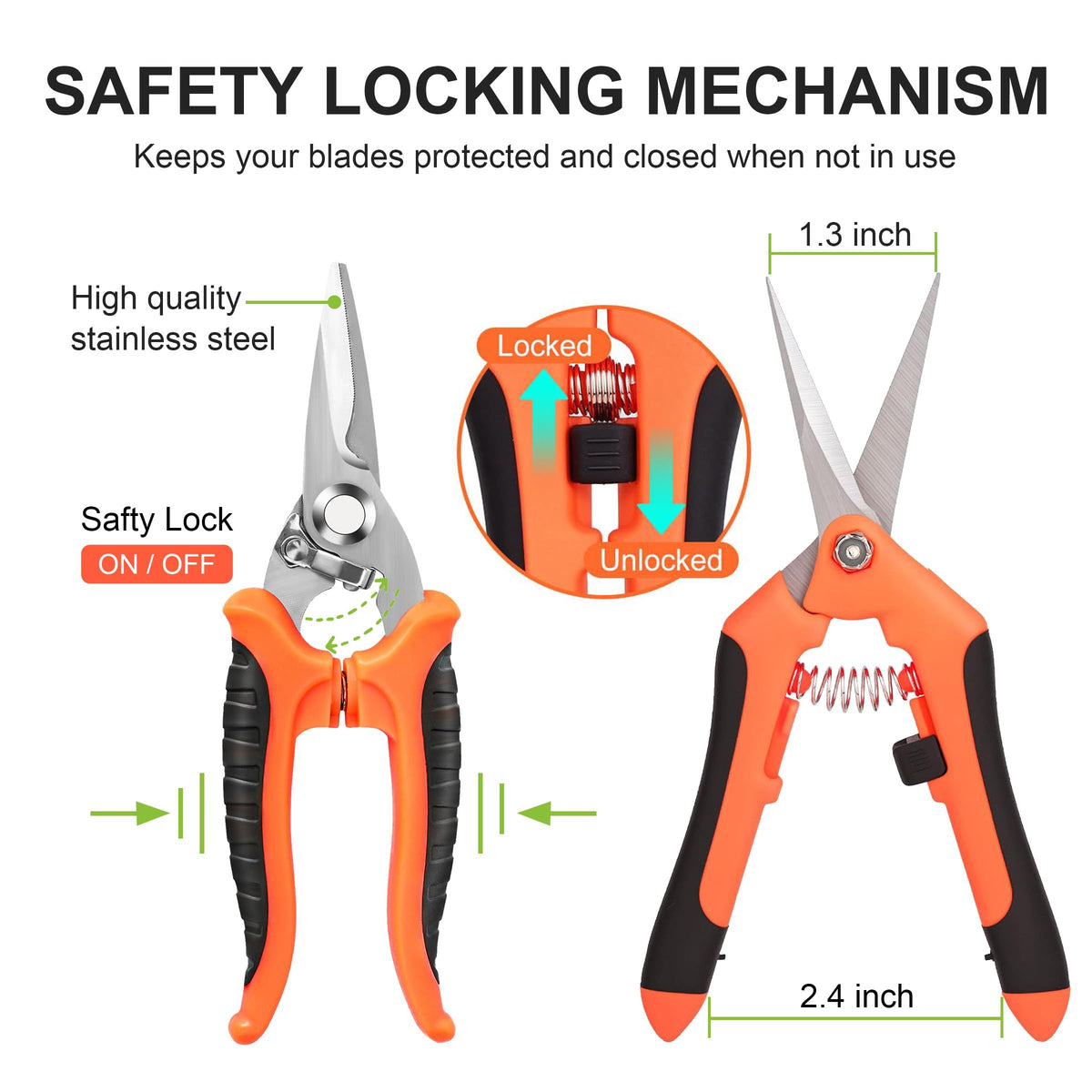 ESTARES durable stainless steel blades resist rust and sap buildup.