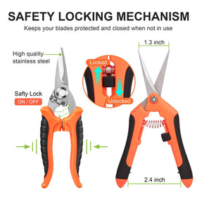 ESTARES durable stainless steel blades resist rust and sap buildup.
