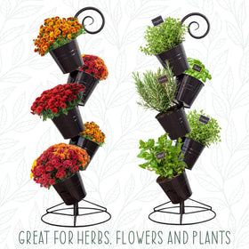 Esterno 5-tier flower tower in black ideal for cascading blooms