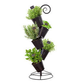 Esterno hanging flower pot tiered stand in black for outdoor display