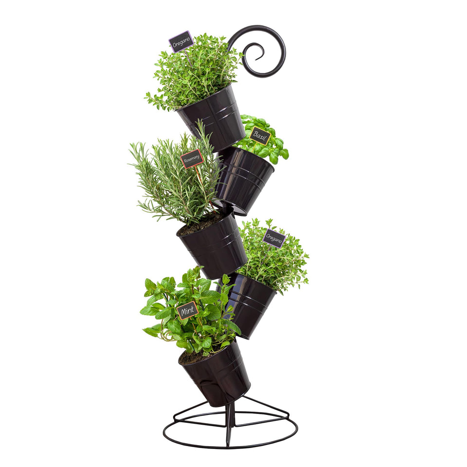 Esterno hanging flower pot tiered stand in black for outdoor display