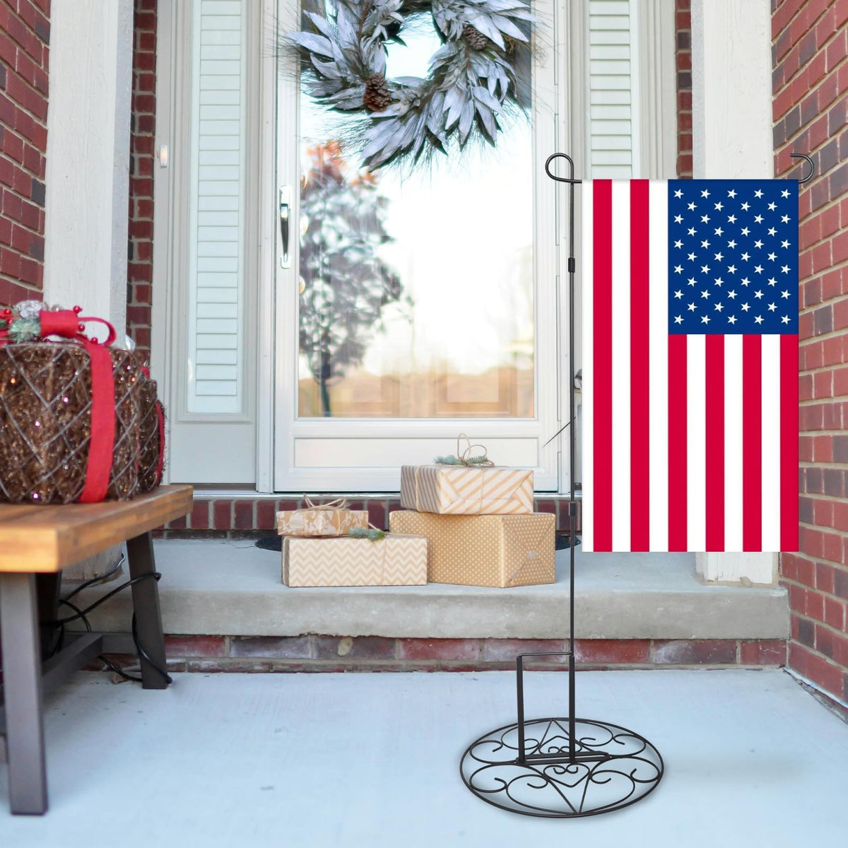 ESTTOP garden flag stand base compatible with 1-1.5 inch poles