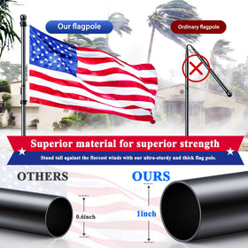 ESTTOP stainless steel flag pole with weatherproof rustproof coating for outdoor use