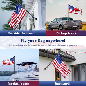 ESTTOP wall-mounted black flag pole for porch or garden