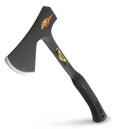 Estwing Camper's Axe with a 4-inch cutting edge for dependable camp wood cutting.