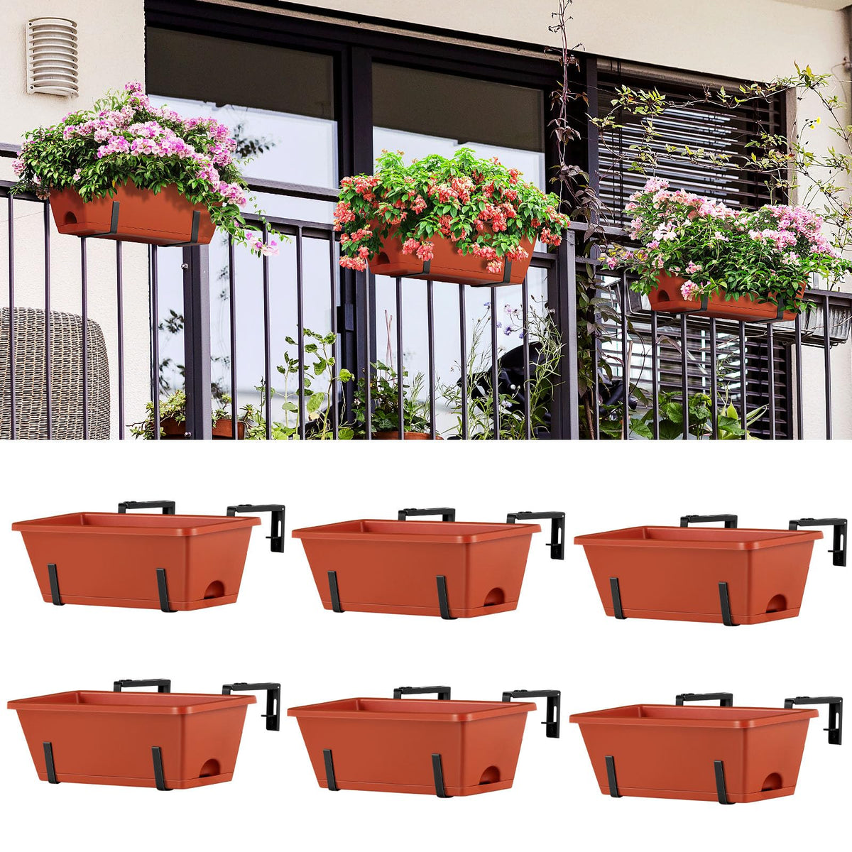 ETELI garden rail display shows versatile balcony and fence placement.