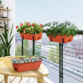 ETELI railing planter on deck rail demonstrates versatile mounting.