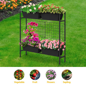 ETELI sturdy metal frame and plastic planters designed for durable outdoor use.