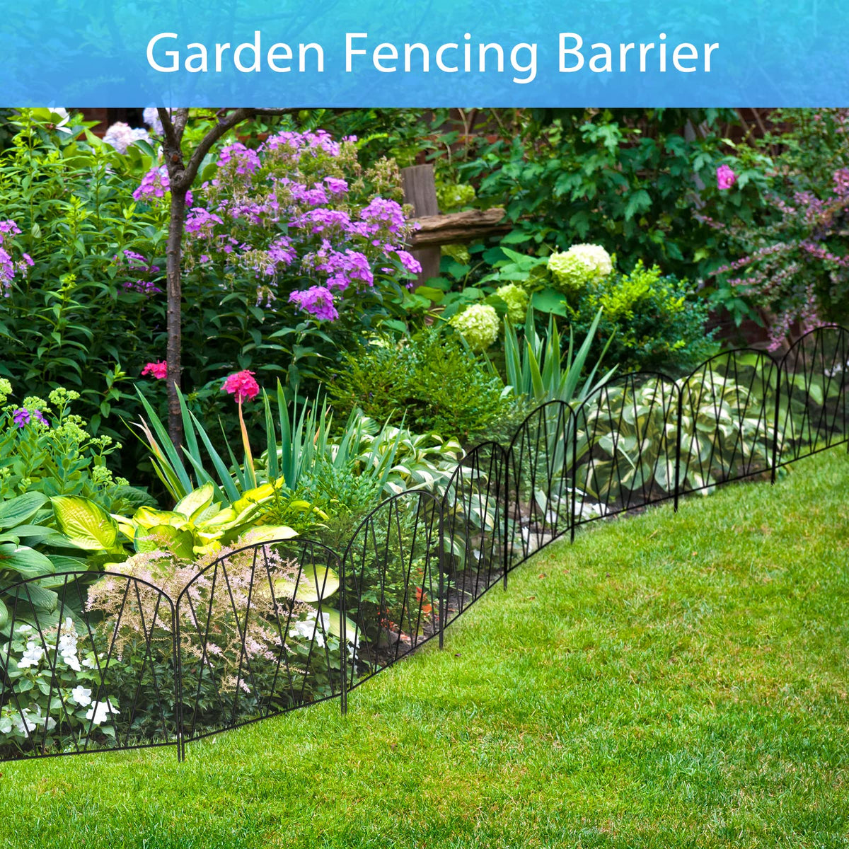 ETELI weather-resistant metal fence enhances yards and patios with a stylish fence line.