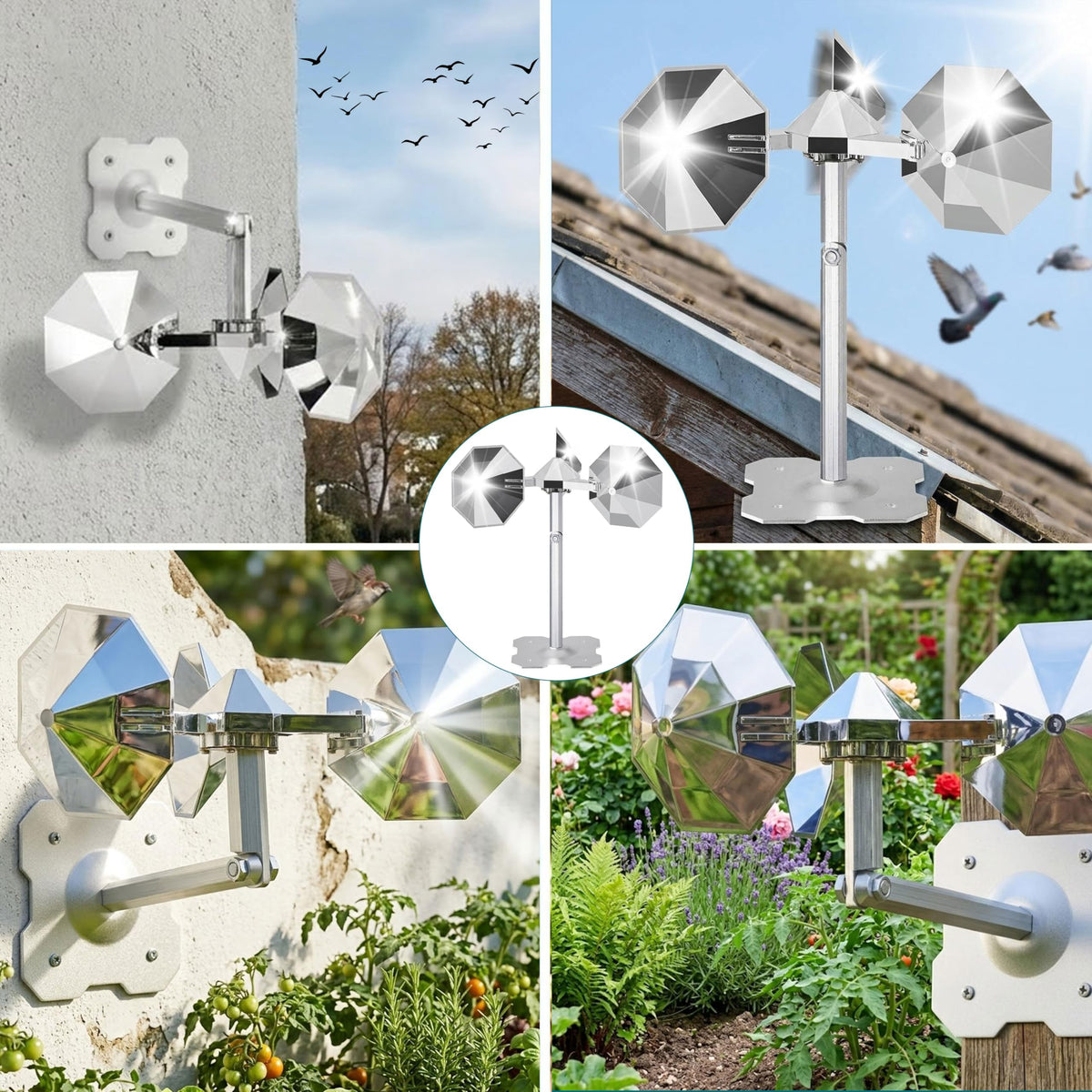 Etermeish Bird Scare Reflector quick installation on railings or roof