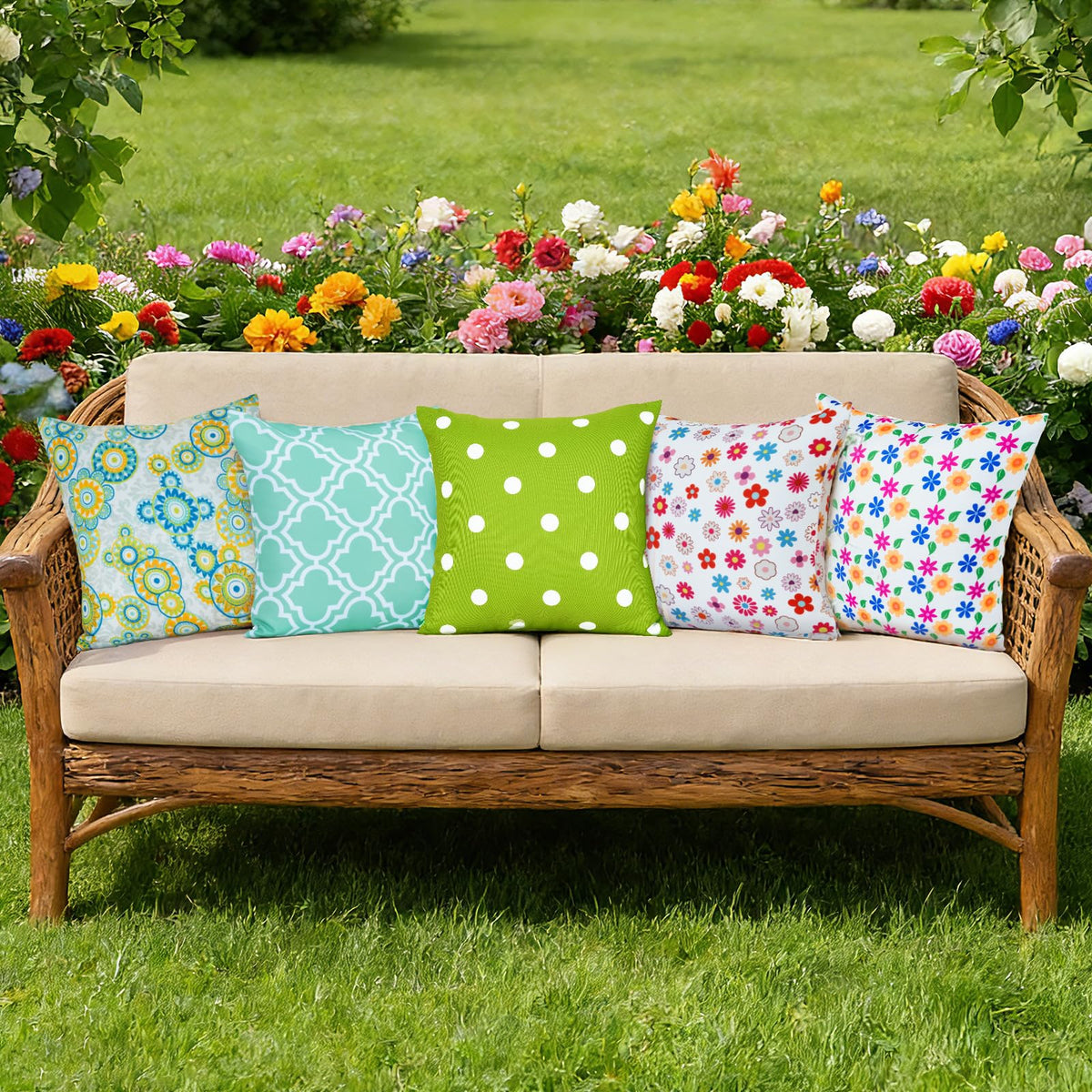 Eternal Beauty outdoor pillow cover blends with indoor decor schemes