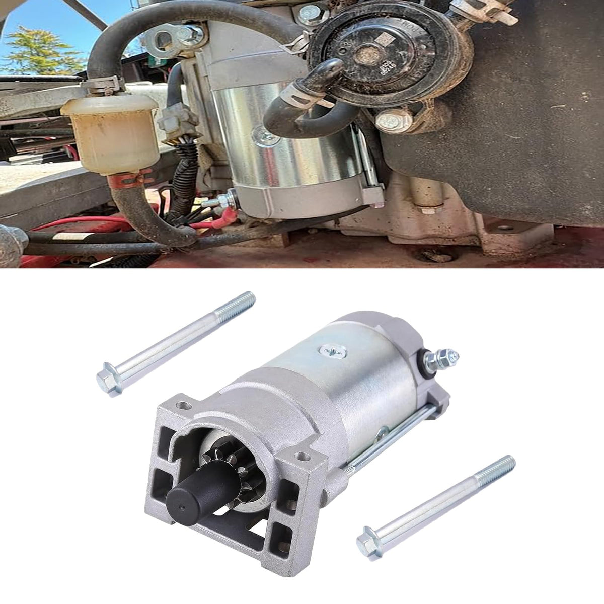 Eterpace starter motor front view showing compatibility with Toro mowers for reliable starts.