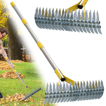 ETICSIPA 55-inch thatch rake for efficient lawn dethatching and debris removal.