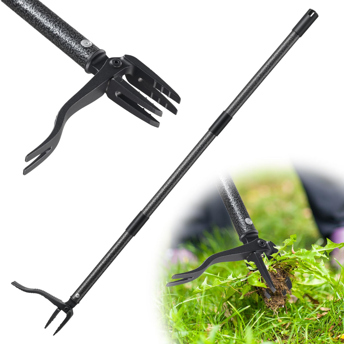 ETICSIPA 60inch stand-up weed puller ready to remove weeds from the root