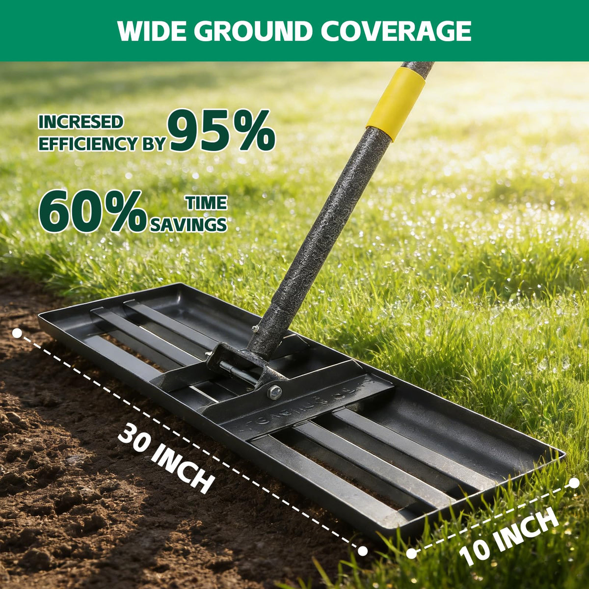 ETICSIPA lawn leveling rake 6ft adjustable handle for comfortable use
