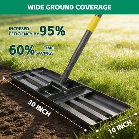 ETICSIPA lawn leveling rake 6ft adjustable handle for comfortable use