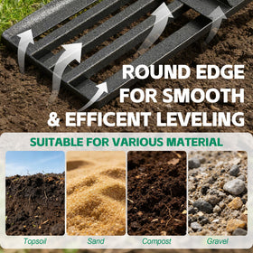 ETICSIPA lawn leveling rake rust-resistant coating withstands outdoor use