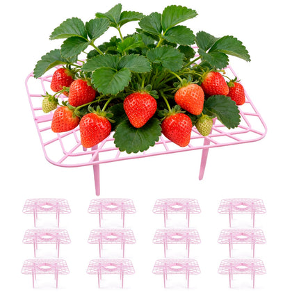 Etnorsu 12pc pink strawberry supports racks elevate fruit for better air circulation.