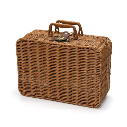 Etnorsu mini wicker picnic basket top view, ideal for stylish travel organization.