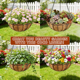 Etnorsu moisture-retention liner helps reduce watering needs for baskets.