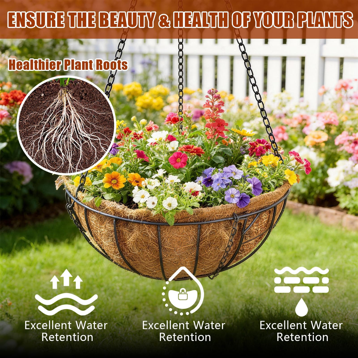 Etnorsu natural coconut fiber liner promotes air circulation around roots.
