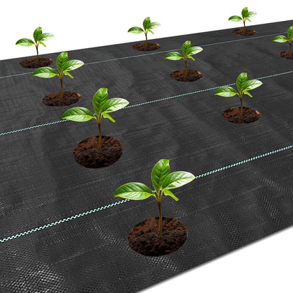 Etnorsu weed barrier fabric roll with 3-hole design for weed suppression and airflow.