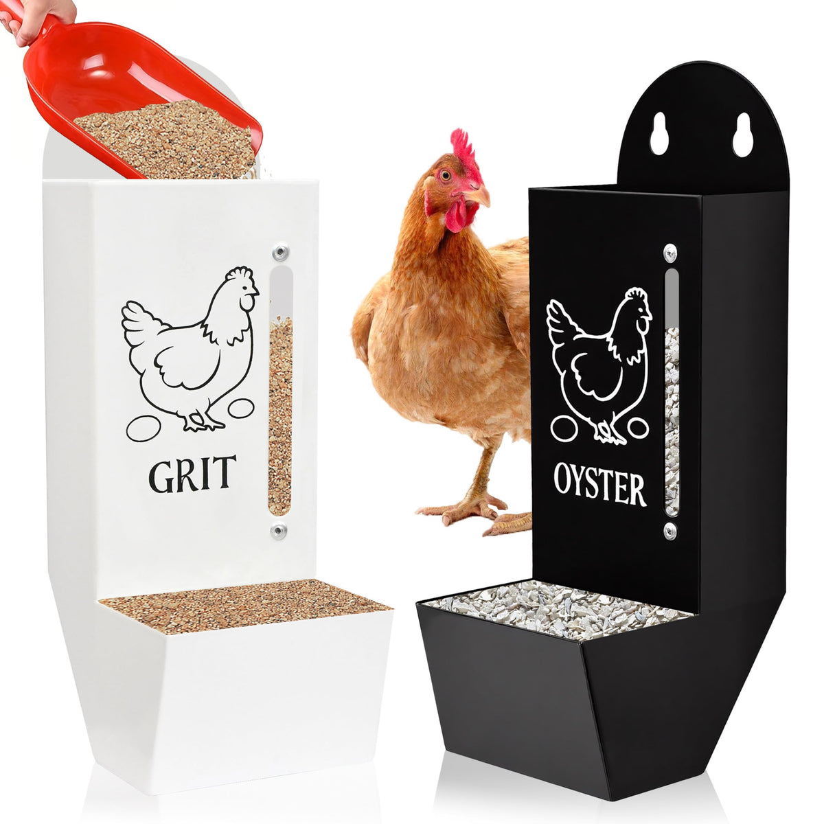 ETSSXYSO 2Pack feeder with visual window for quick oyster shell monitoring in your coop.