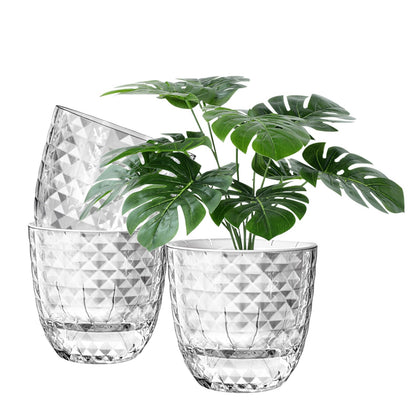 Etvski self-watering pot with clear water line for easy moisture monitoring.