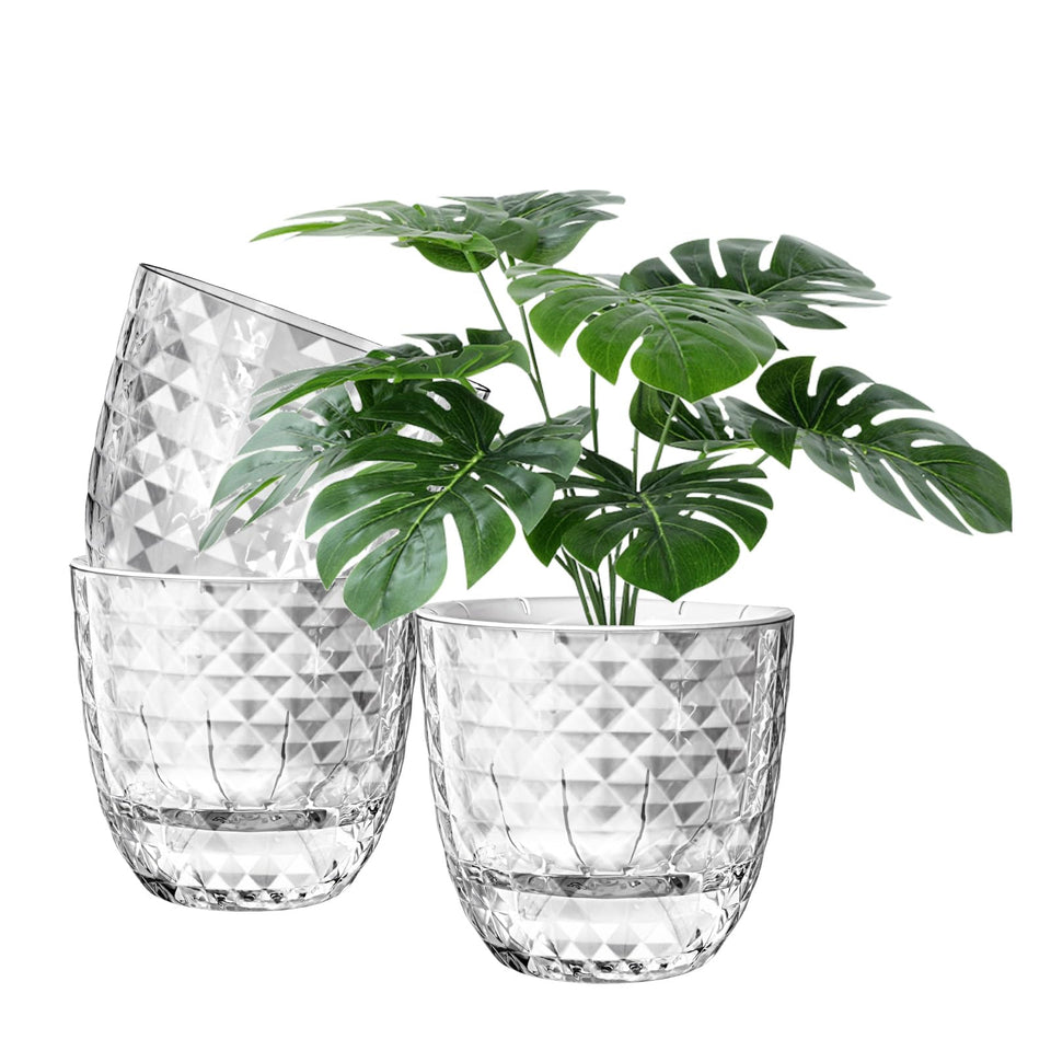 Etvski self-watering pot with clear water line for easy moisture monitoring.